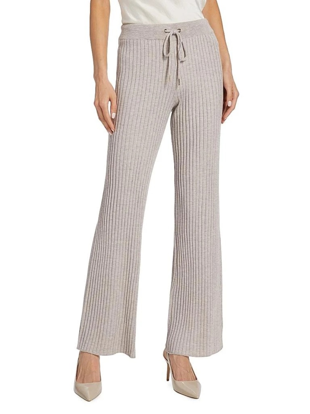 Stellae Dux Rib-Knit Drawstring Pants
 Knit Pants - toast heather